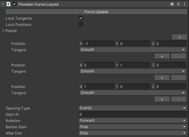 Curve layout options